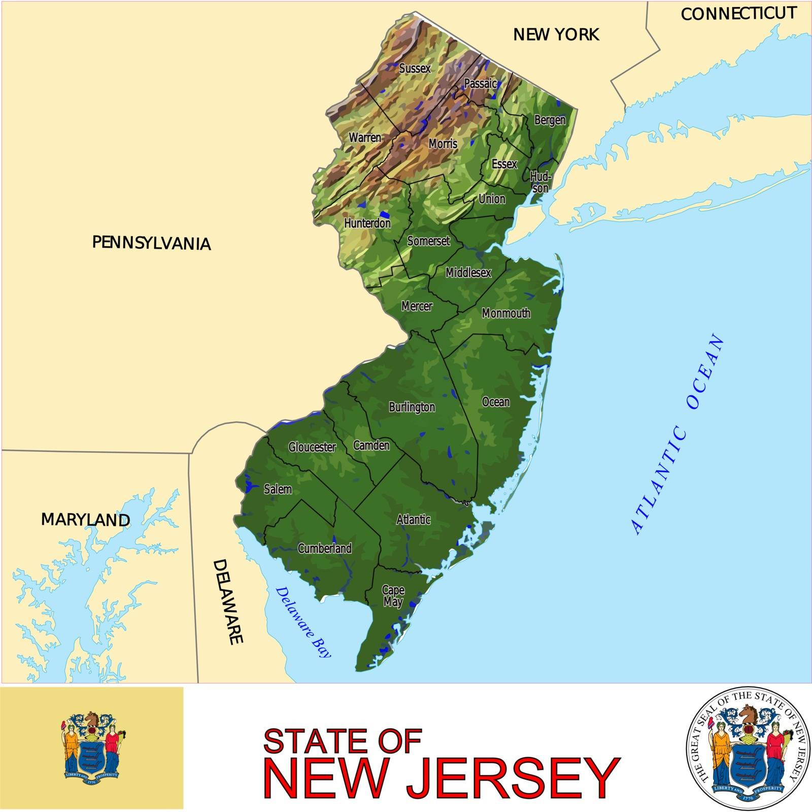 New Jersey Counties map Stock Image Royalty Free Vector