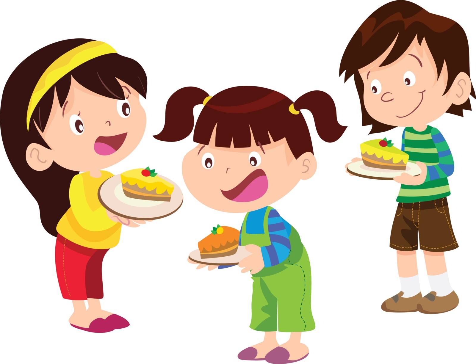 children have cake Stock Image Royalty Free Vector Images