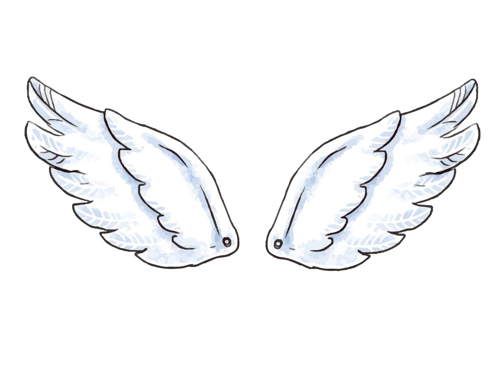Cute cartoon wings. Vector illustration with white angel or bird wing icon isolated. Stock Image