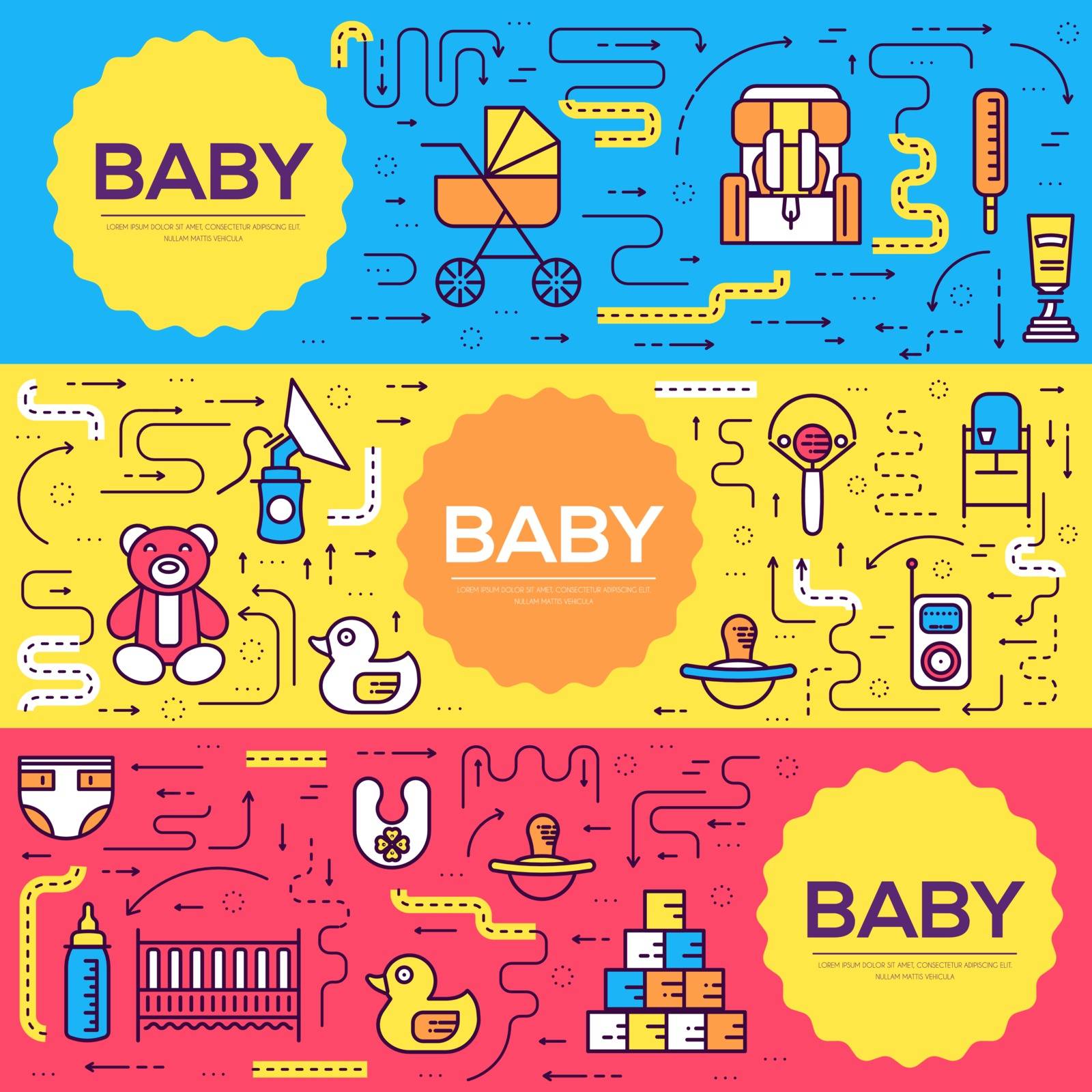 breastfeeding week vector brochure cards thin line set. Child template of flyear, magazines