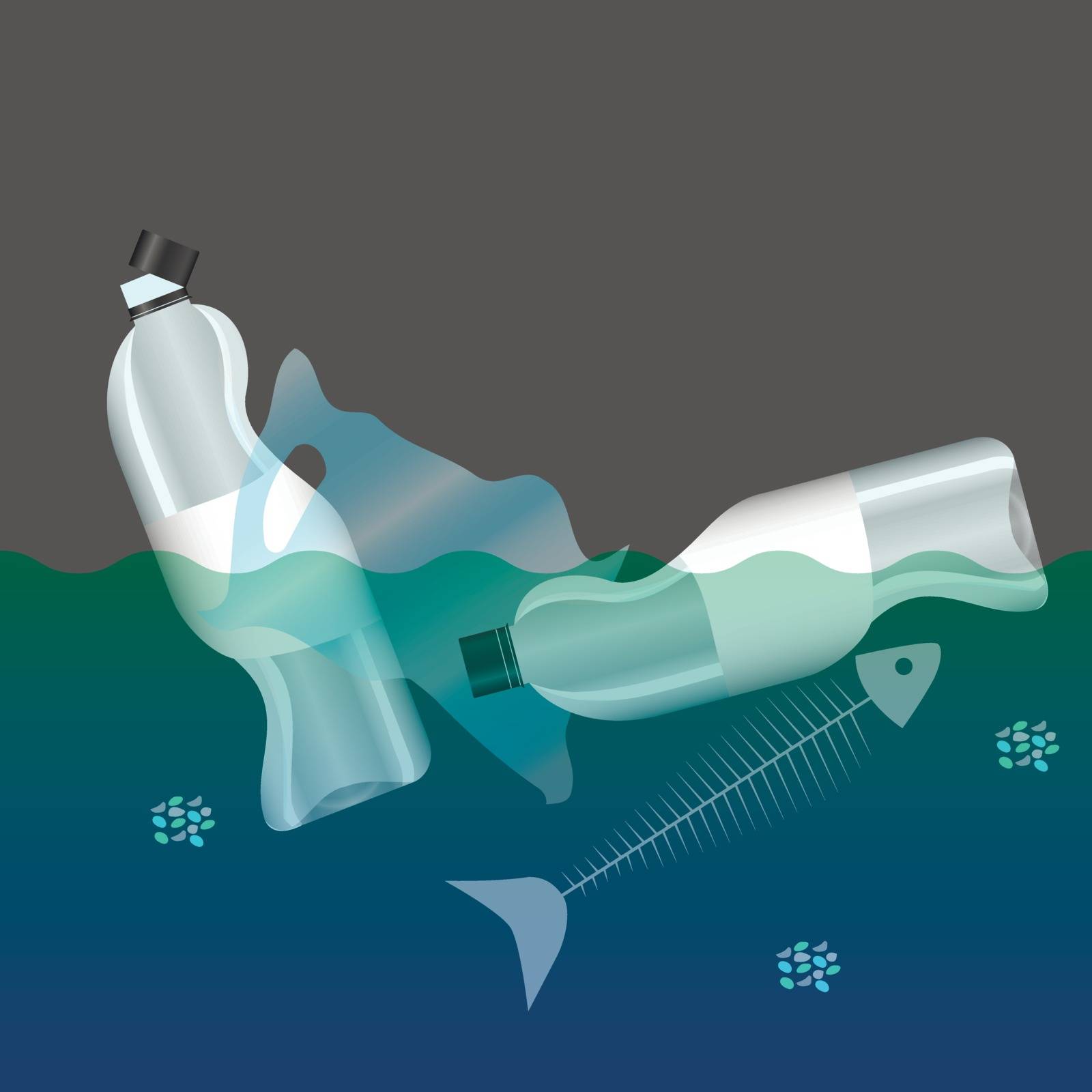 Emergence of microplastics. Stop plastic pollution. Rumpled Plastic