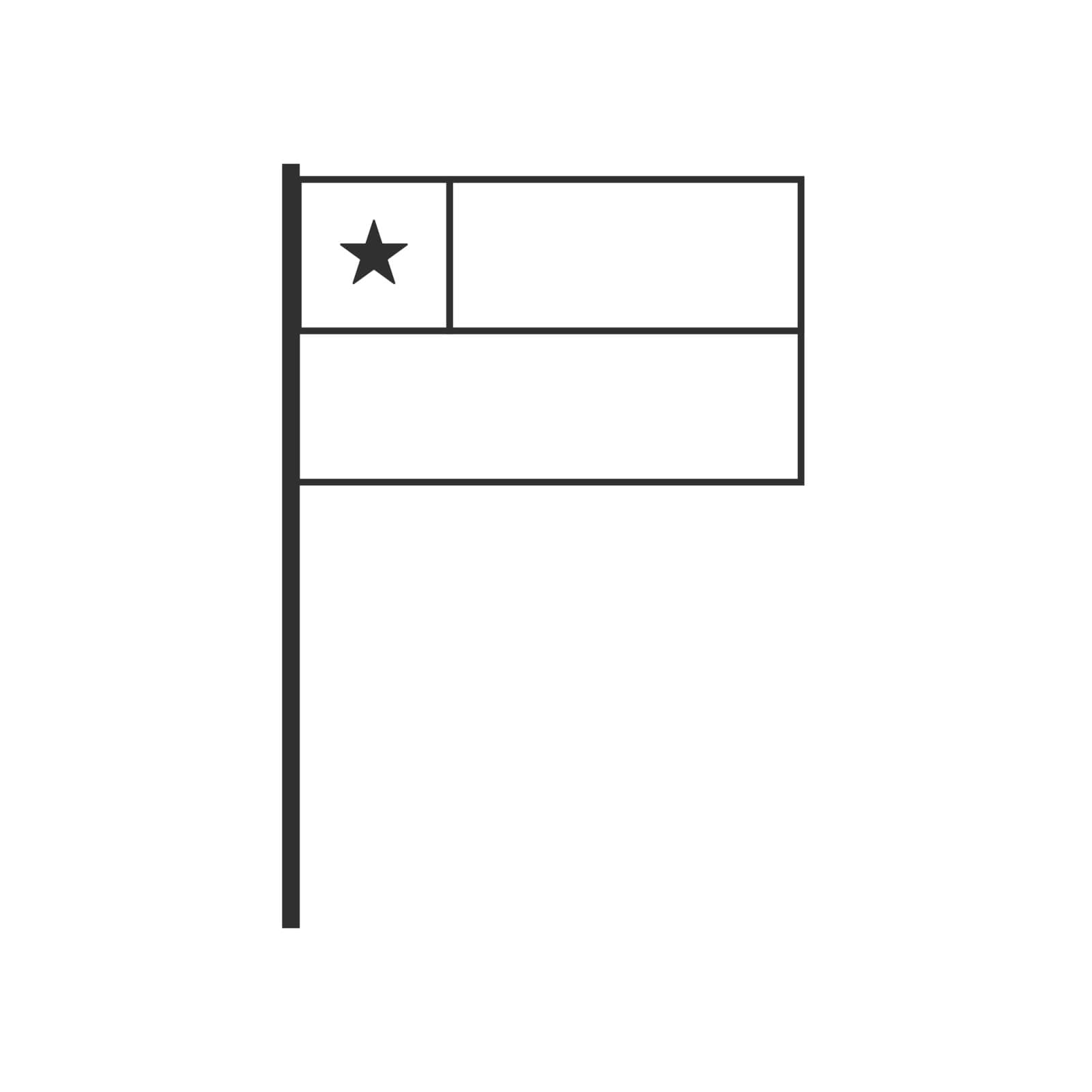 Chile flag icon in black outline flat design Stock Image