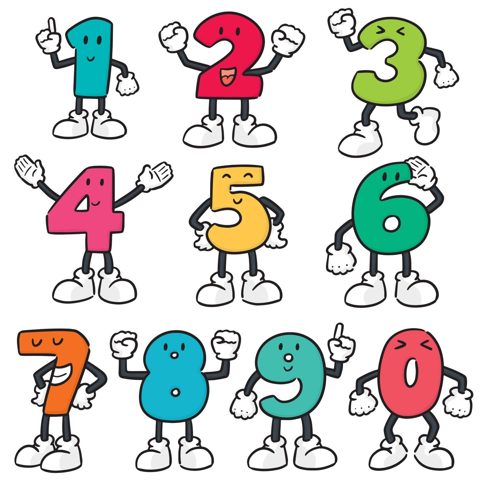 set of number cartoon Stock Image Royalty Free Vector