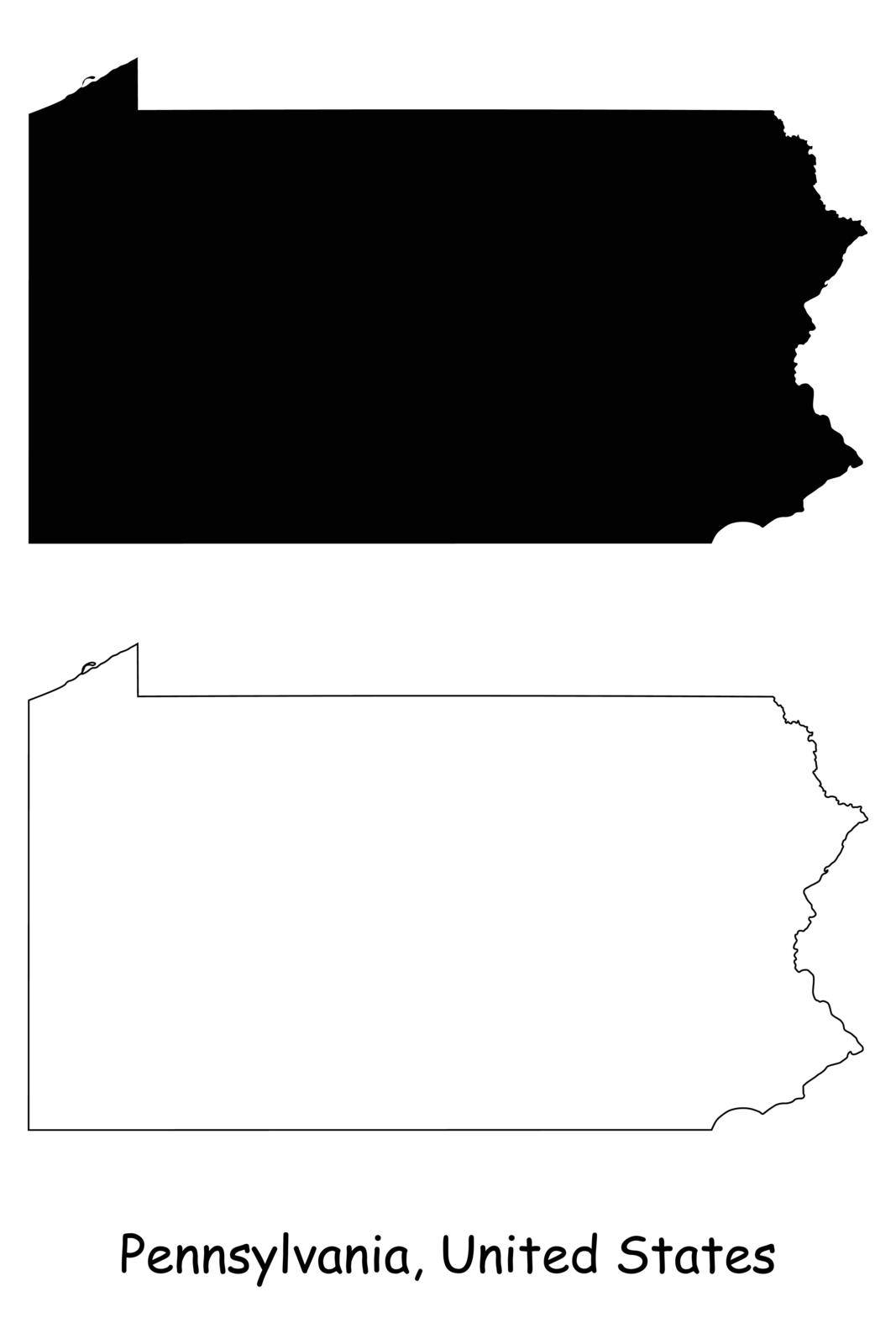Pennsylvania PA State Border USA Map Stock Image