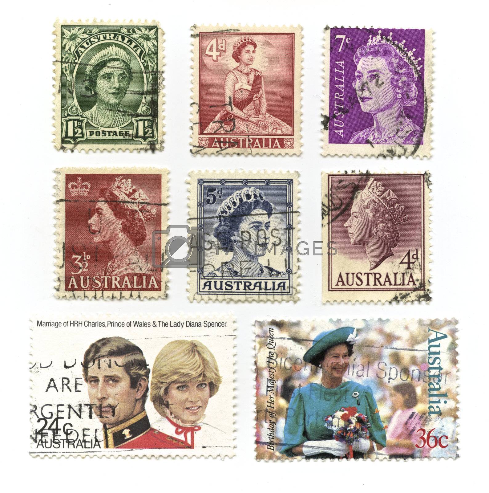 Queen Elizabeth Stamps by instinia Vectors & Illustrations with