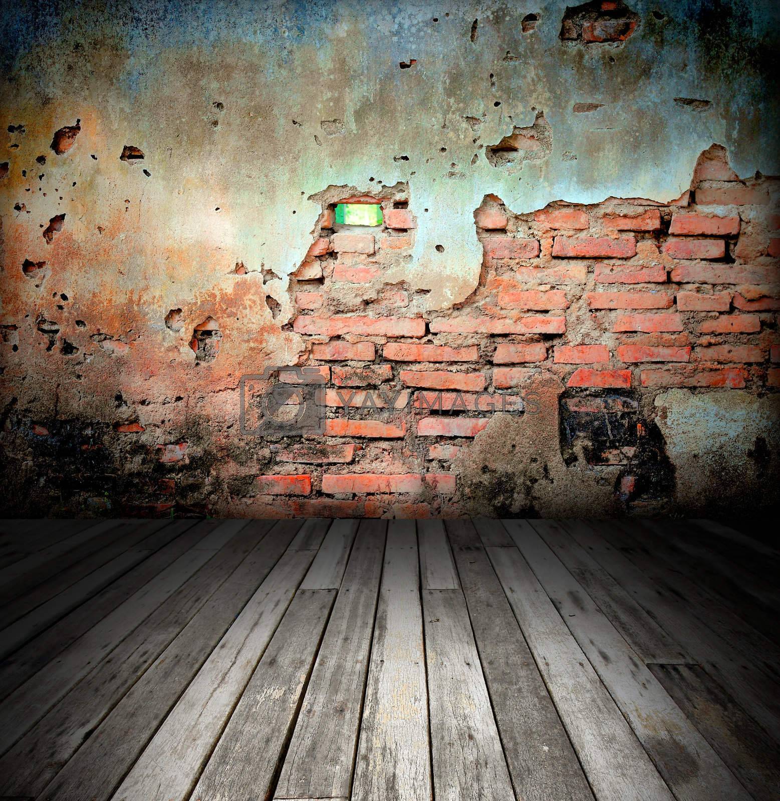 old room with brick wall by rufous Vectors & Illustrations Free