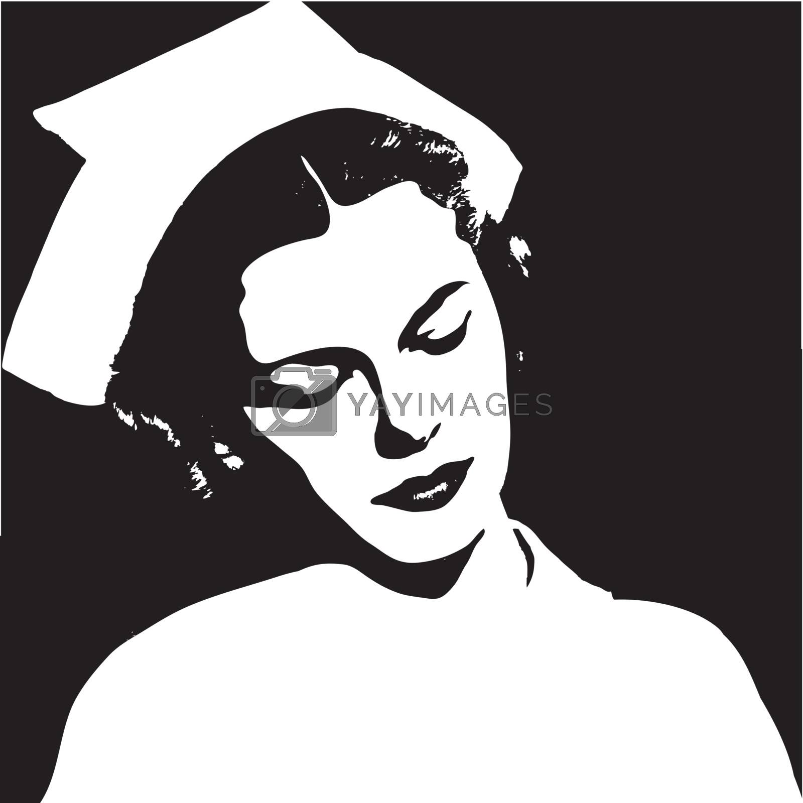 nurse portrait retro black and white by catrinel Vectors