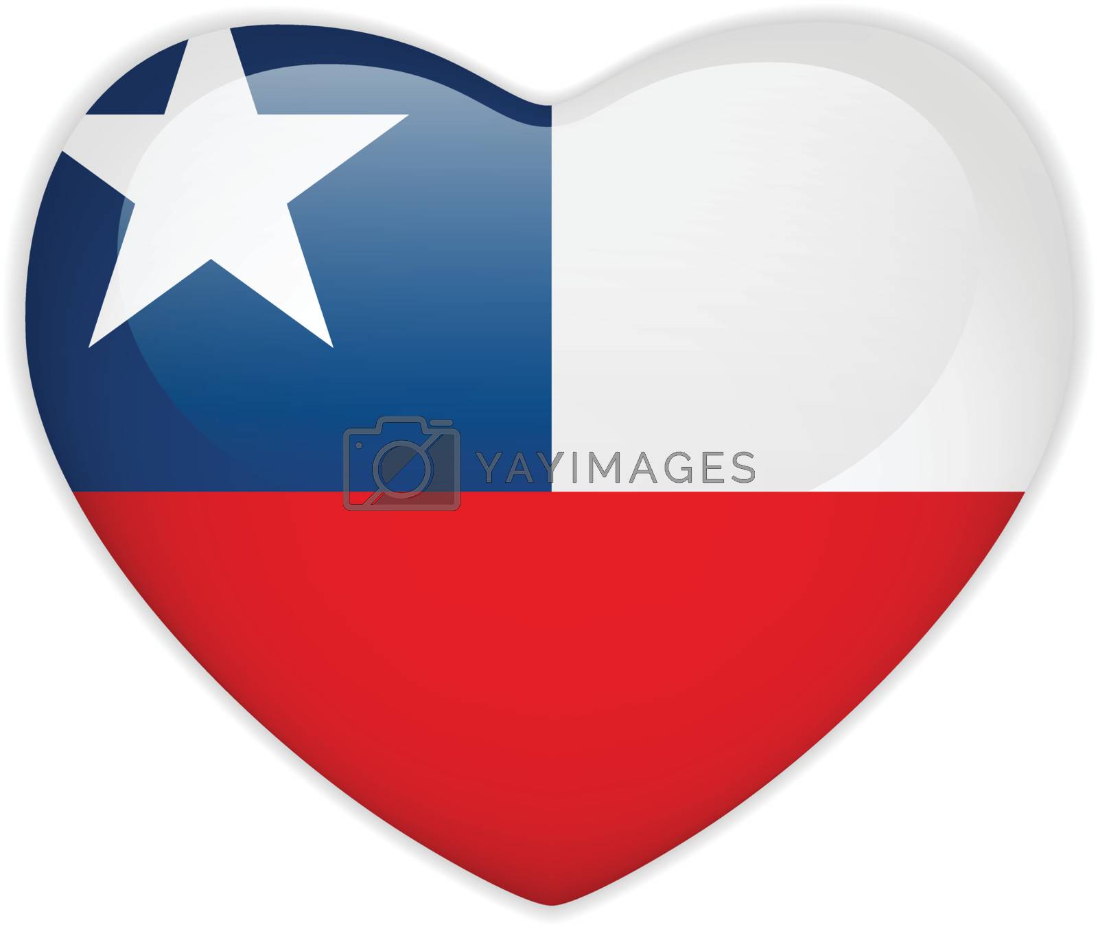 Chile Flag Heart Glossy Button by gubh83 Vectors & Illustrations with