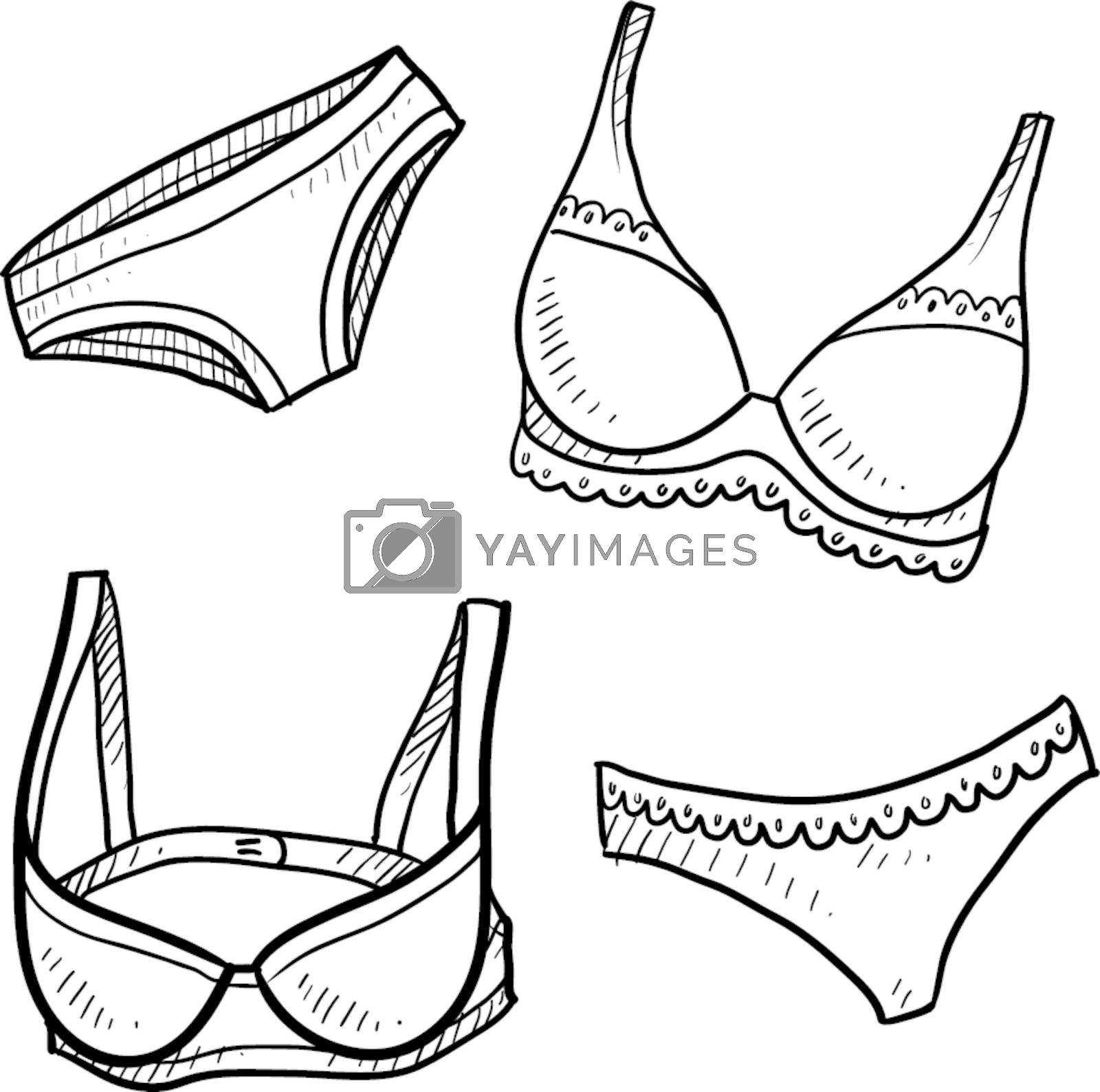 Lingerie and women's underwear vector sketch by lhfgraphics Vectors