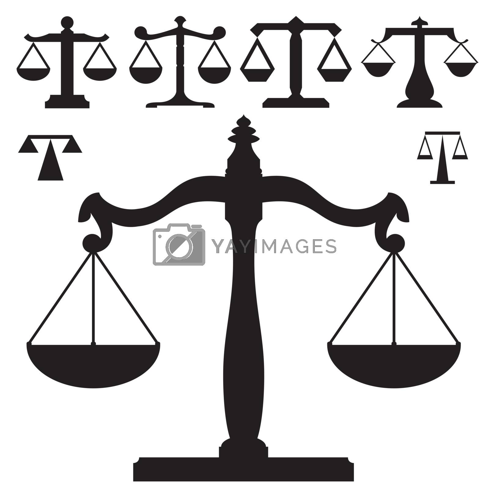 Scales of justice vector silhouettes by lhfgraphics Vectors