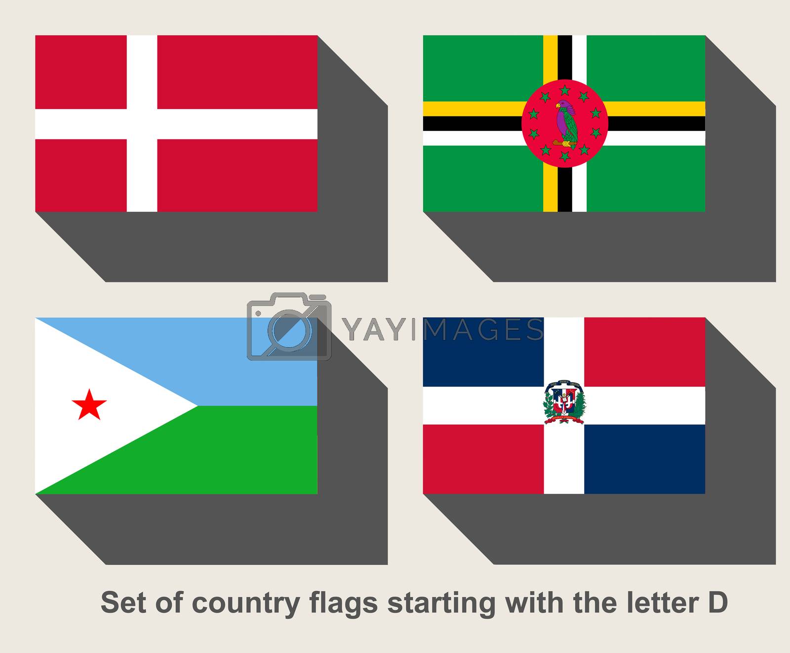 Set of country flags starting with the letter D Royalty