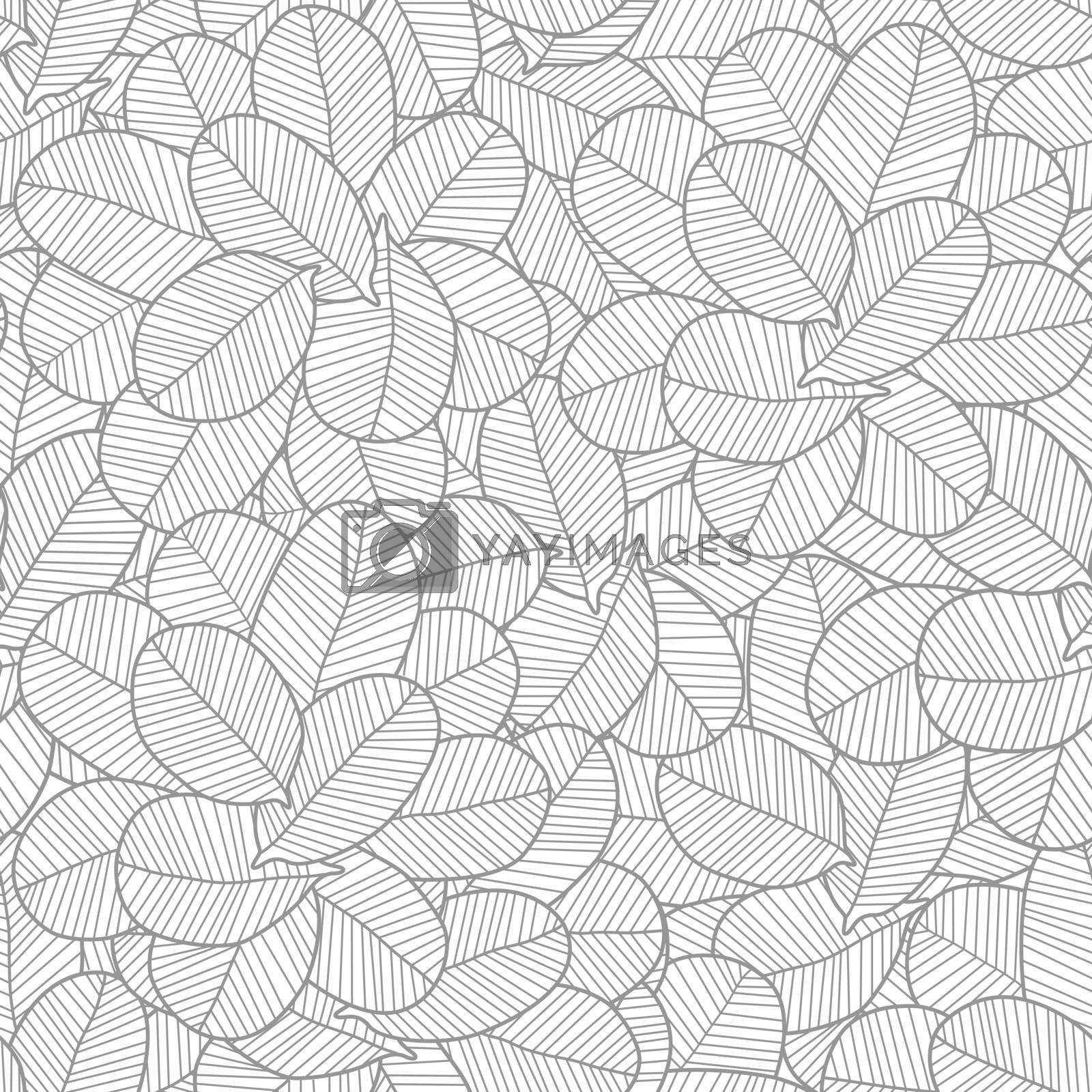 Vector line art grey leaves texture seamless by Oksancia Vectors