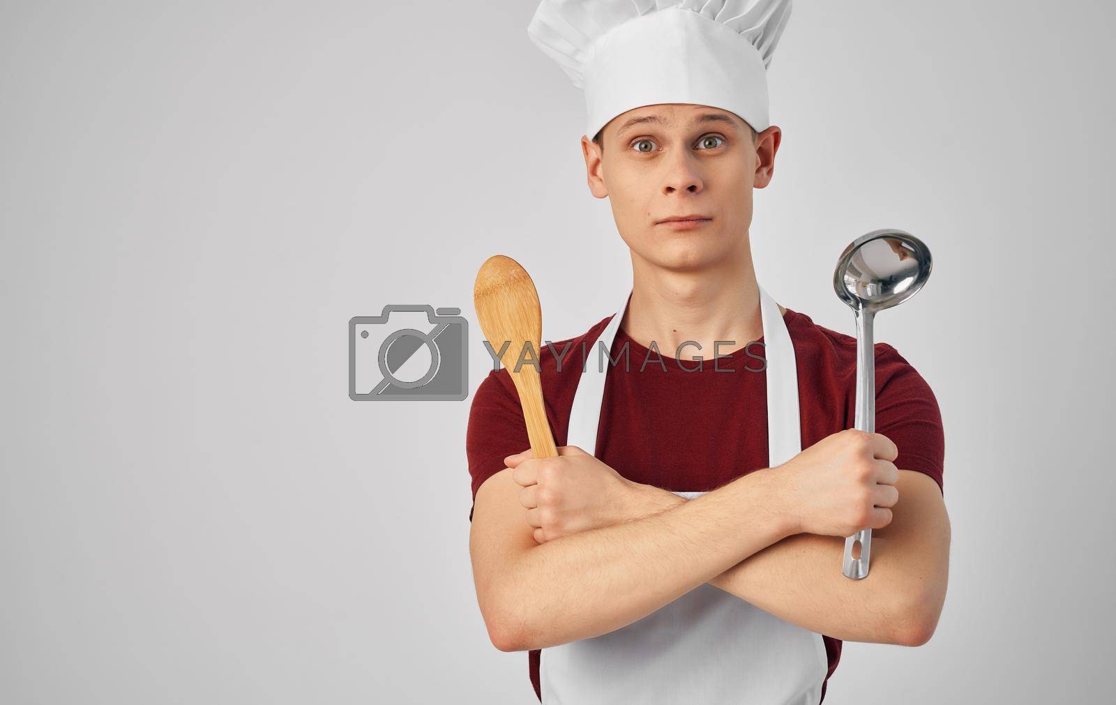 male chef with kitchen utensils cooking food service by SHOTPRIME Vectors & Illustrations Free