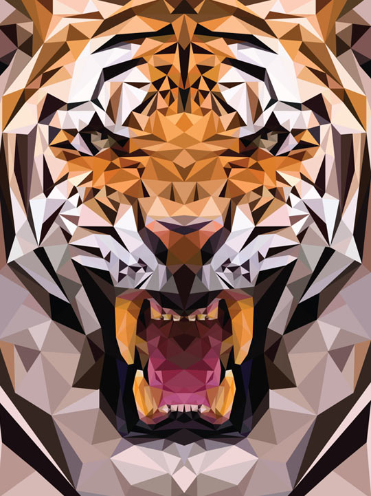 Geometric Tiger Made From Triangles