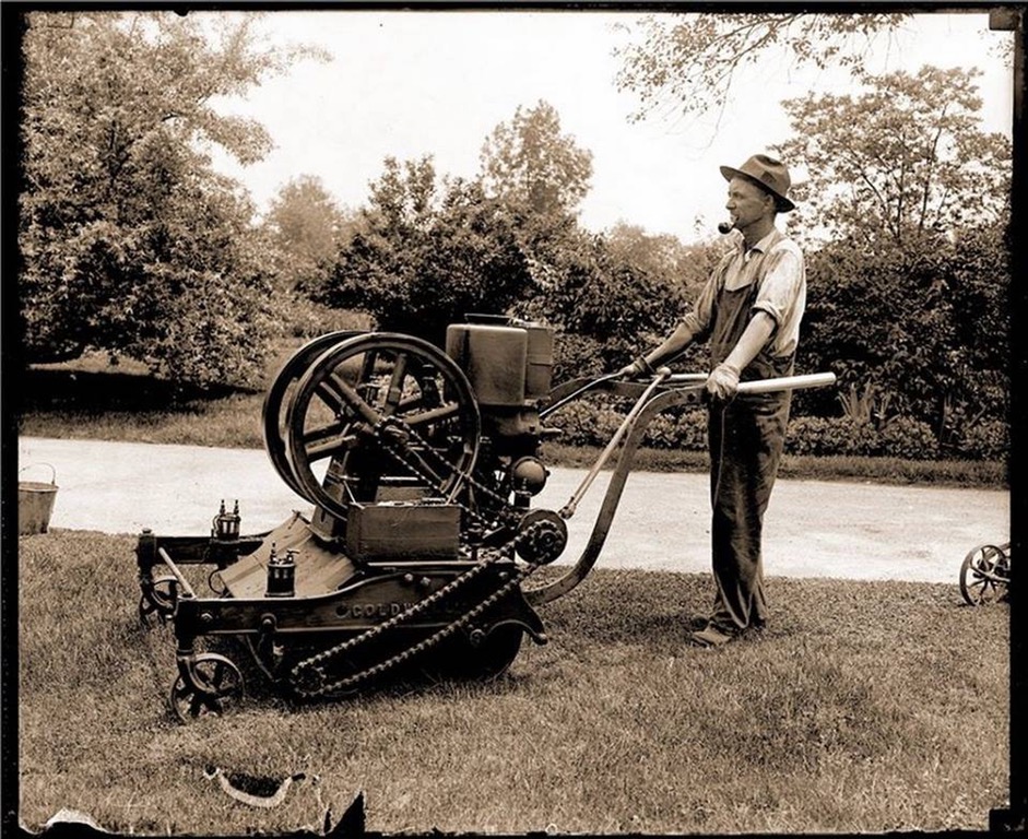 An early lawnmower.