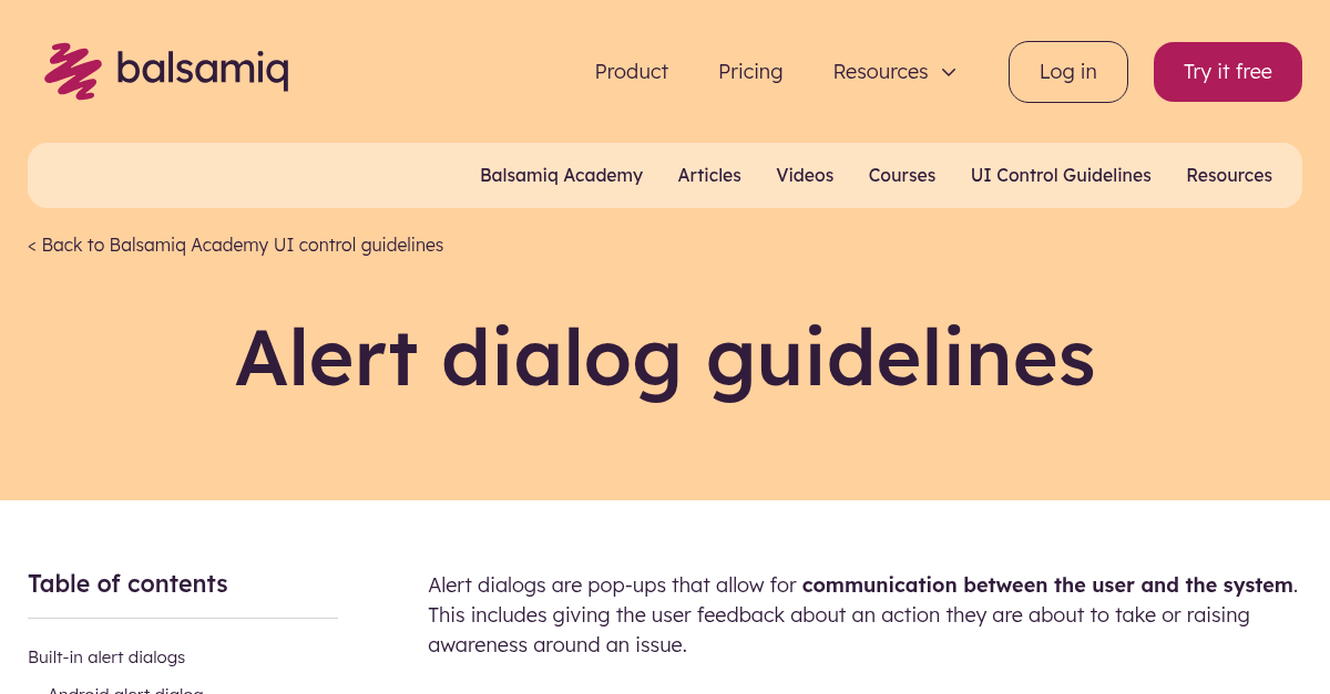 Alert Dialog Guidelines Wireframing Academy Balsamiq