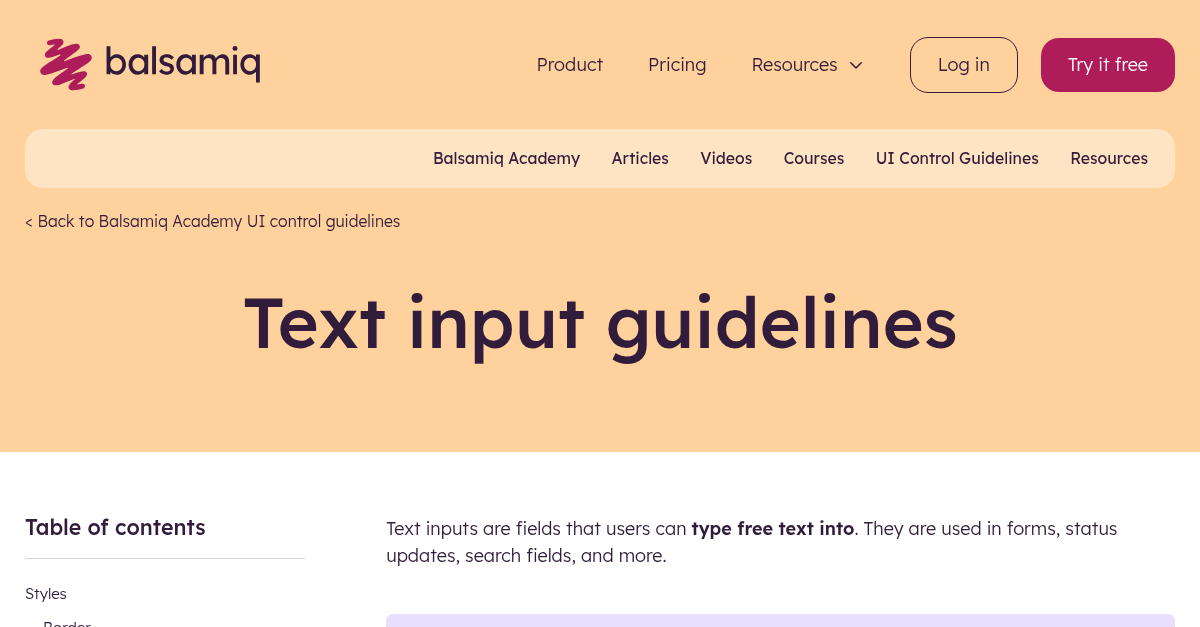 Text Input Guidelines Wireframing Academy Balsamiq