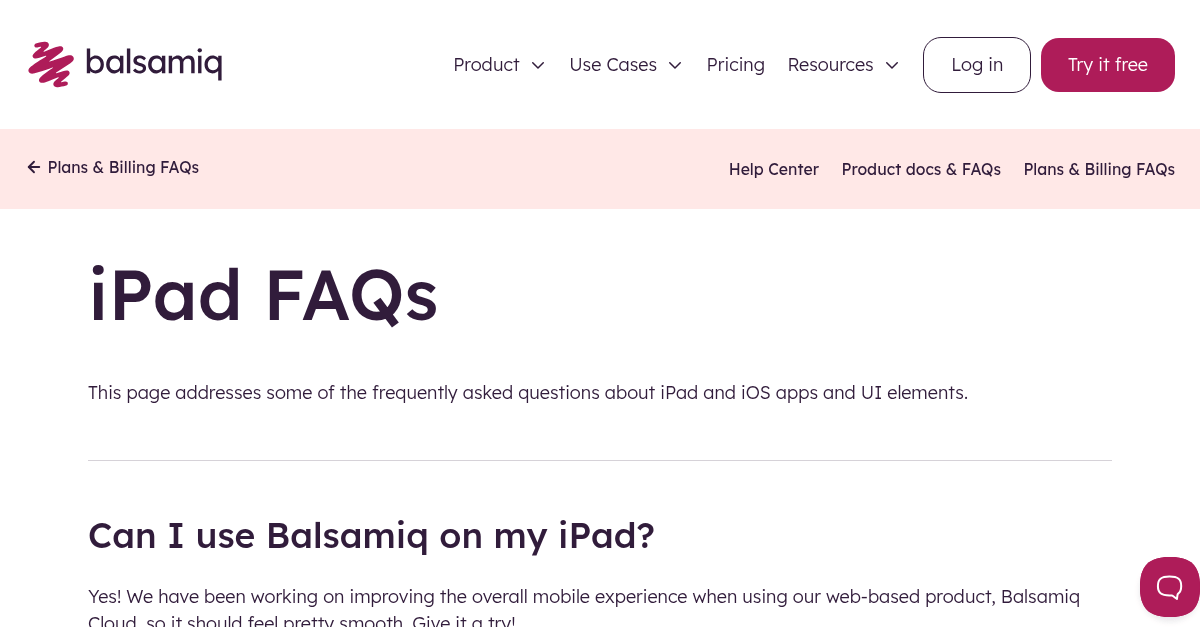 iPad FAQs Balsamiq