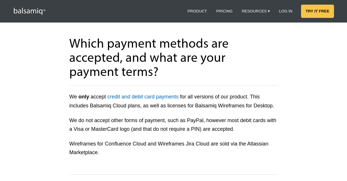 Which Payment Methods Are Accepted, and What Are Your Payment Terms