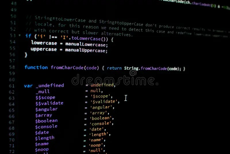 AngularJS Code. Library Coding for Javascript Framework Stock Image