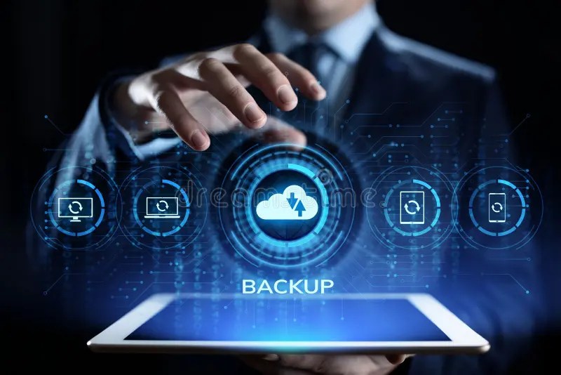 Backup Software Application Database Technology Concept. Stock