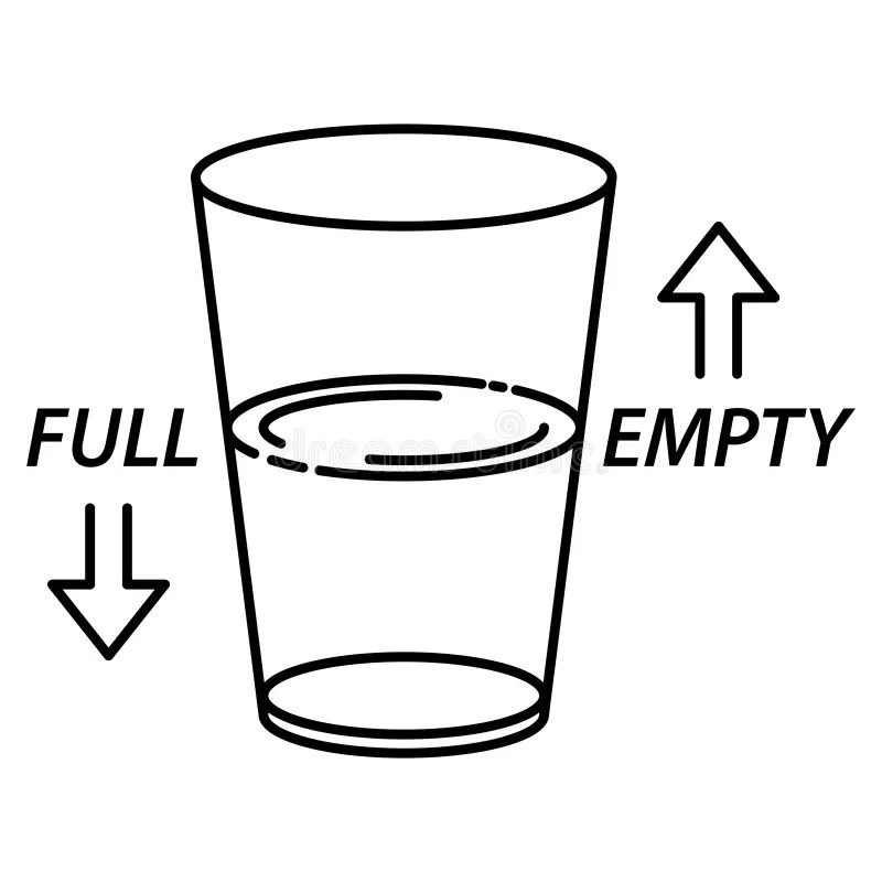 Half Full and Half Empty Glass Icon, Vector Line Illustration Stock