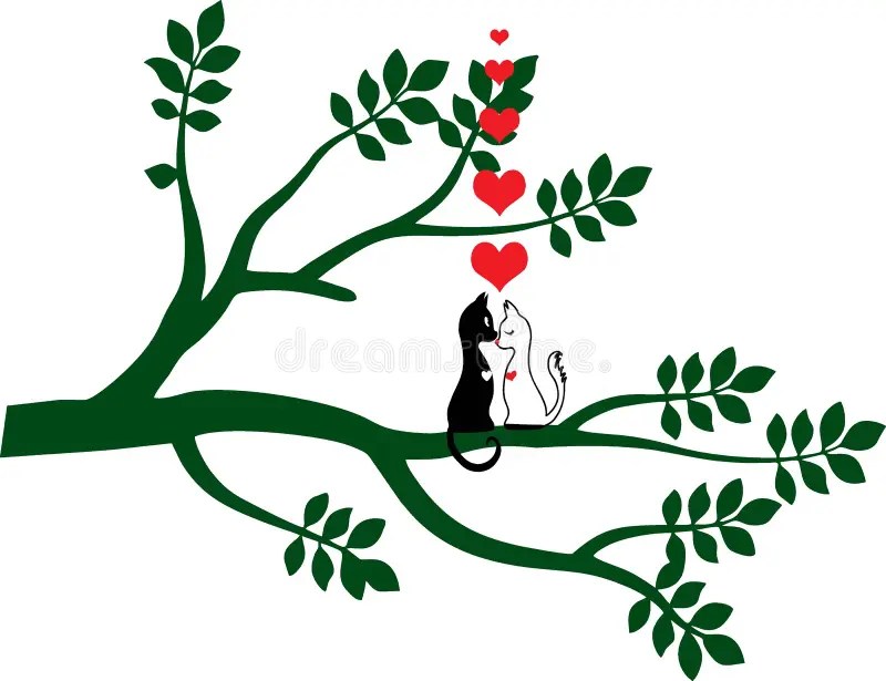 Cats Love Tree Vector Stock Illustrations 222 Cats Love Tree Vector