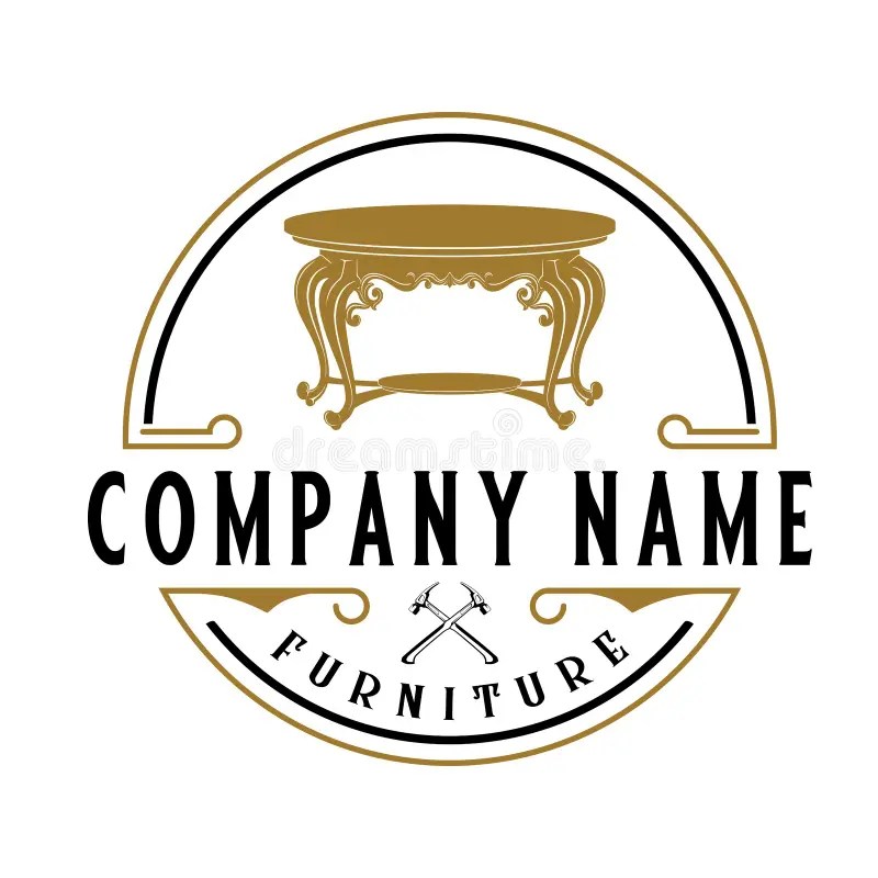 Vintage Furniture Logo Design. Vintage Circular Table Symbol with Four