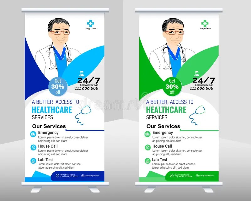 Healthcare and Medical Roll Up and Standee Design Banner, Corporate