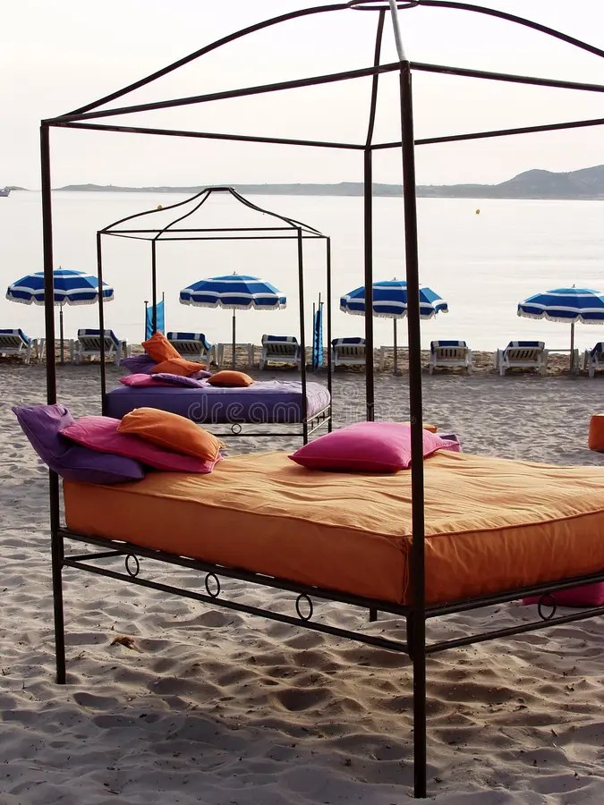 Bed on beach stock photo. Image of french, sleep, sbed 1059224