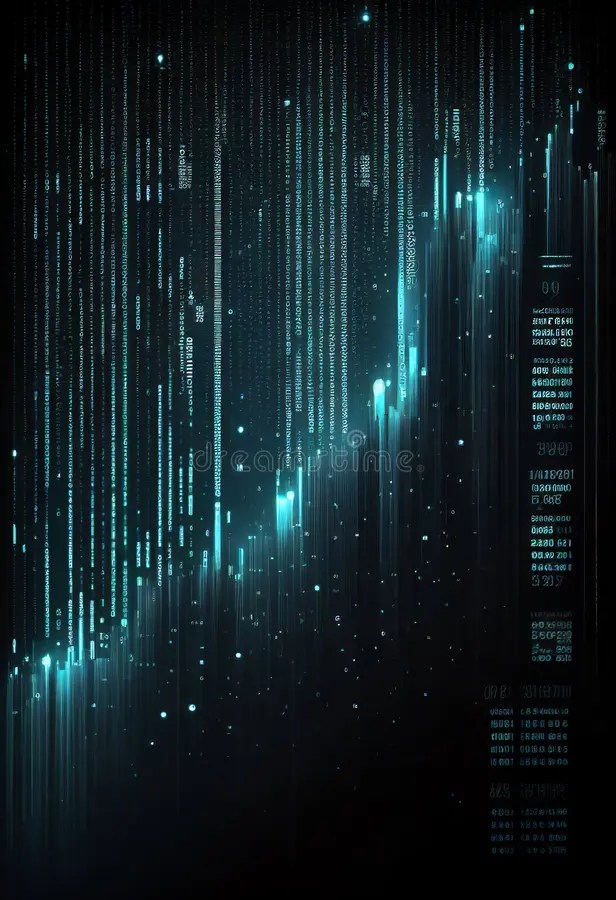 Binary Computer Matrix Code Data Stream Abstract Background Showing a