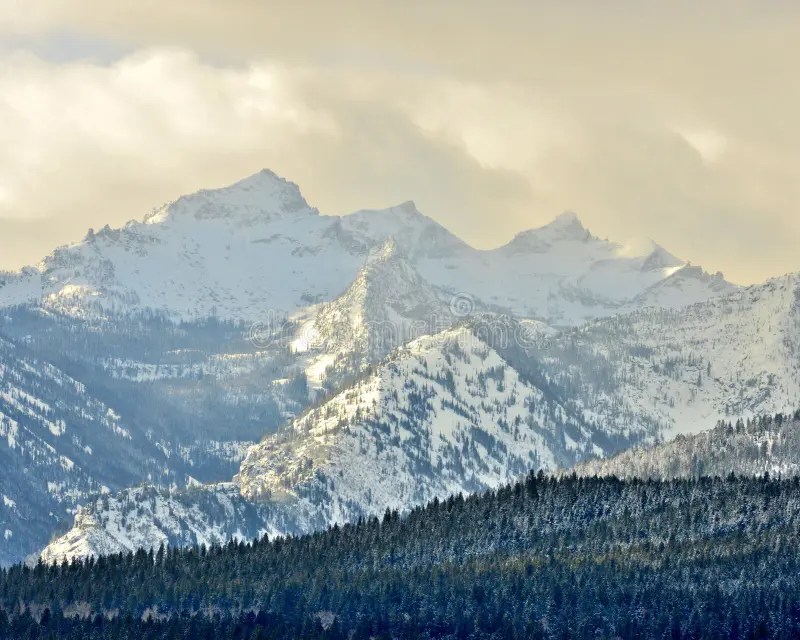 Snow Covered Como Peaks, Bitterroot Mountains Stock Image Image of