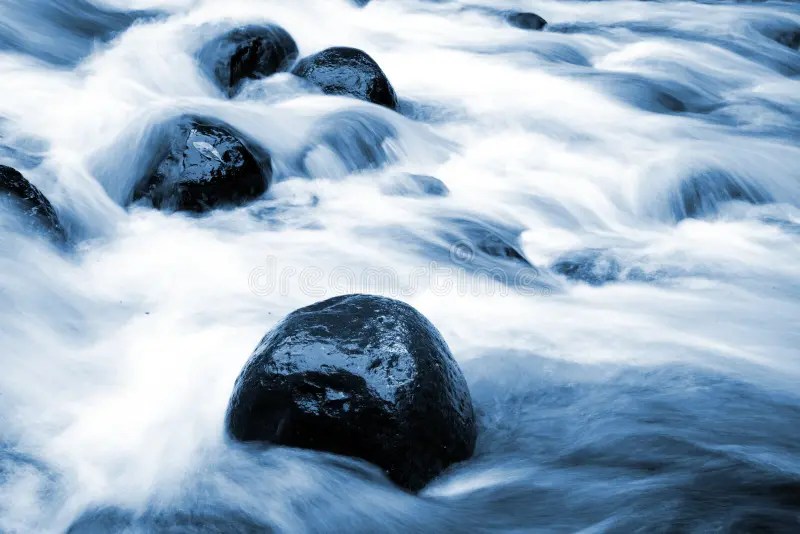Blue stream with rapids stock image. Image of river, colour 7440571