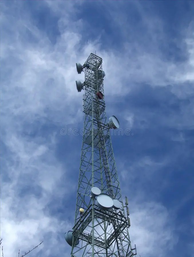 Broadcasting tower stock photo. Image of blue, television 690188