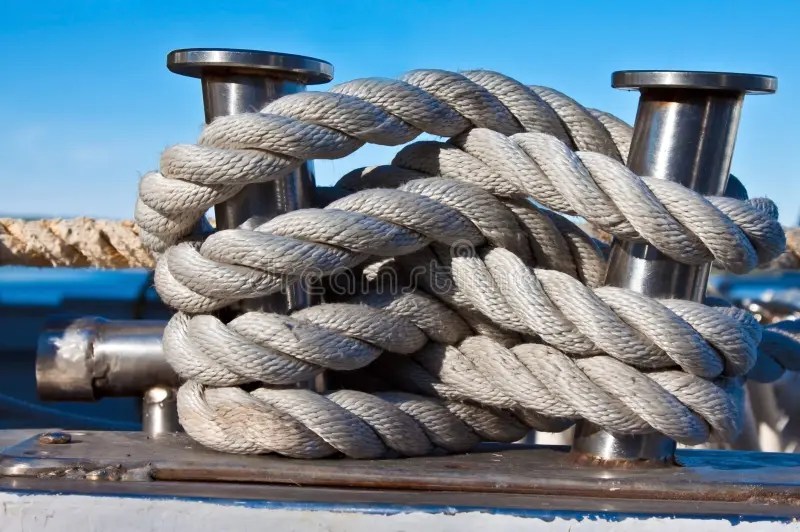 Bundle of Rope on the Mooring Bollard Stock Image Image of lashing