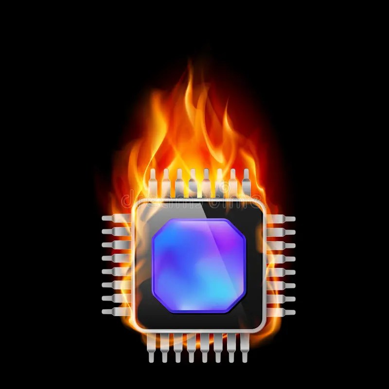 Burning Processor chip stock illustration. Illustration of graphic