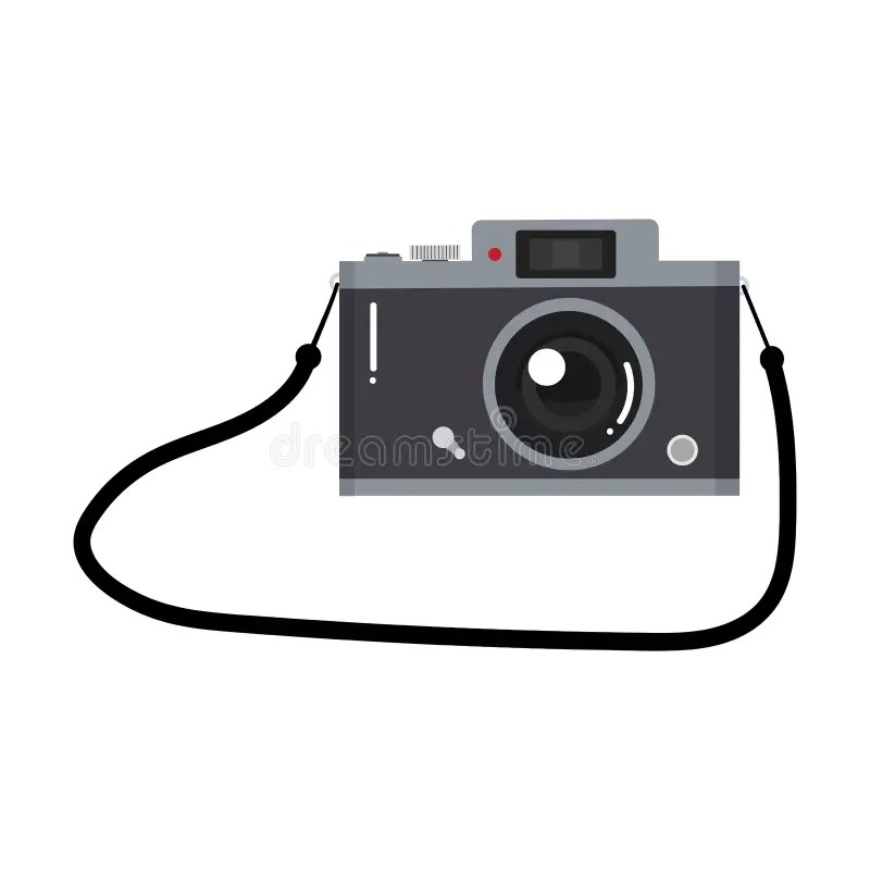 Camera with on Strap Vector Stock Vector Illustration of heavy, black