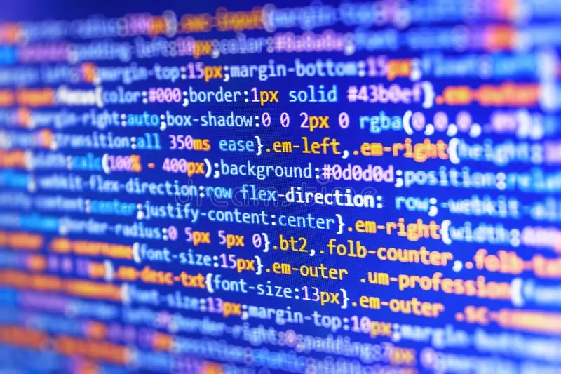 Closeup of Java Script and HTML Code. Developer Working on Source Codes