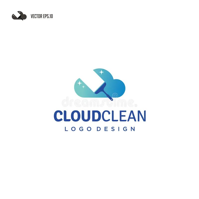 Cloud Cleaning Logo, Cloud Computing with Cleaning Logo Design Stock