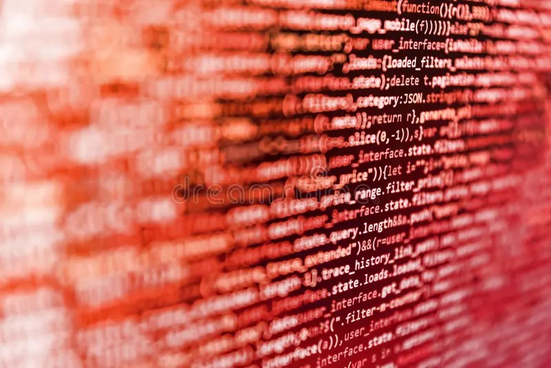 Code of Javascript Language on White Background. Database Bits Access