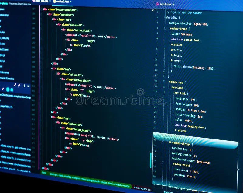 Coding Html And Css In IDE, Macro.  Development. Software Source