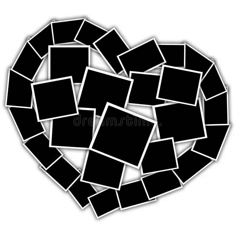 Collage in the Shape of a Heart, Empty Frames Stock Illustration