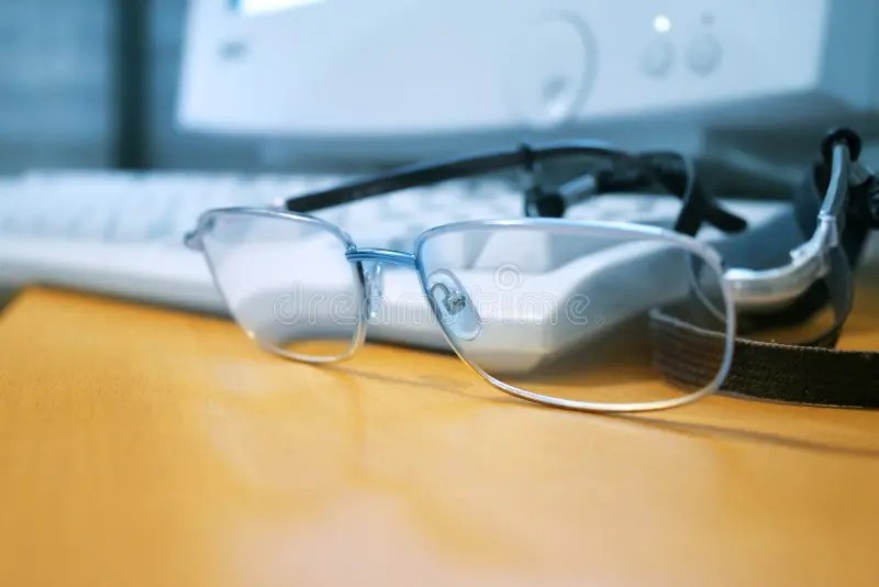 Computer and glasses stock photo. Image of health, eyeglasses 600194