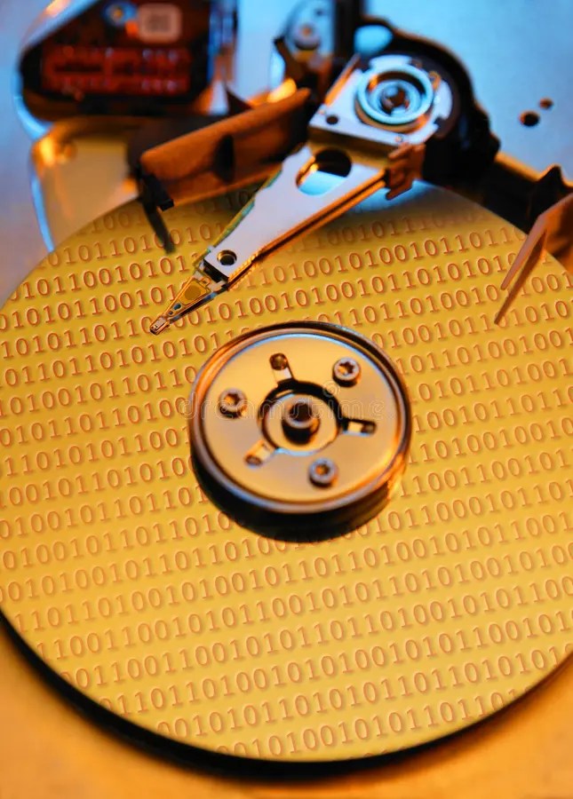 COMPUTER HARD DISC DRIVE with BINARY CODE Stock Photo Image of drive
