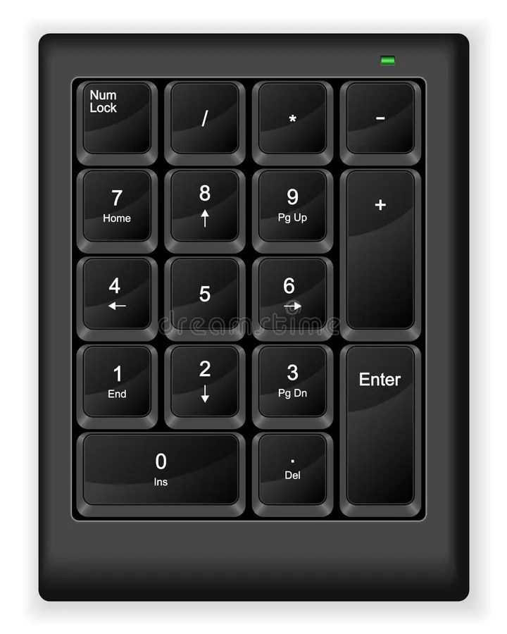 Computer Numeric Keyboard, Black Color Design On White Background