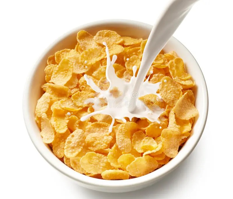 Corn Flakes mit Milch stockbild. Bild von mais, tropfen 31974497