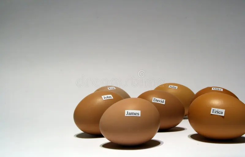 Eggs with names stock photo. Image of white, chicken, julia 1690874