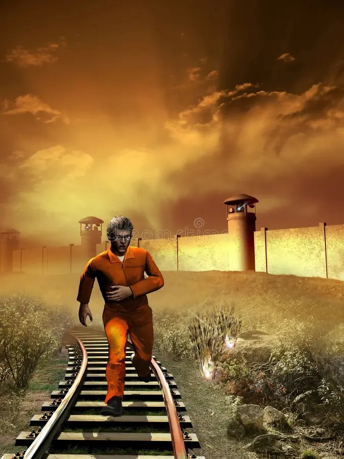 Prisoner escaping graphic stock illustration. Illustration of freedom