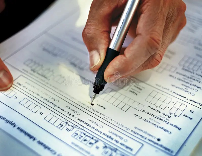 Filling out a form stock photo. Image of human, male 13679198