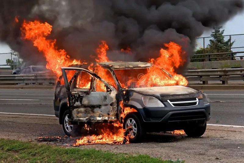 Fire burning car stock image. Image of accident, motorway 255083